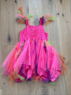 Hot Pink Tulle Fairy Dance Dress with Multicolor Tulle Accents